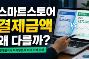스마트스토어 판매분석과 마케팅분석 결제금액이 다른 이유: 집계 기준 한눈에 정리