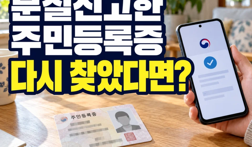 주민등록증 분실신고 후 다시 찾았다면? 신고 철회와 재발급 진행 여부