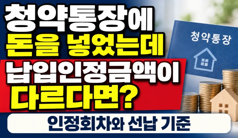 청약통장 납입인정금액 차이, 잔액보다 적은 이유는? 인정회차·선납·연체 기준 총정리