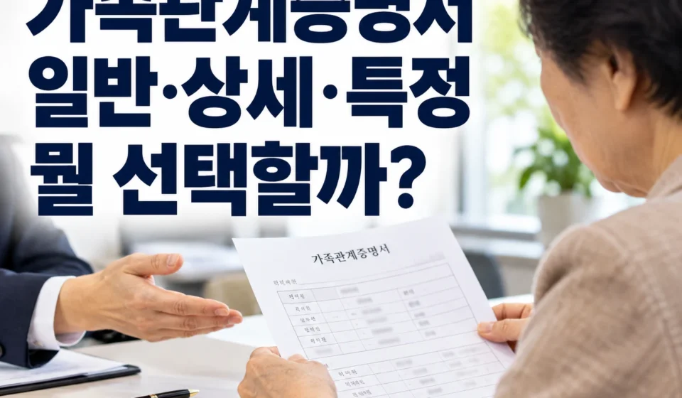 가족관계증명서 일반·상세·특정 차이|학교·회사·기관 제출용 선택 기준표